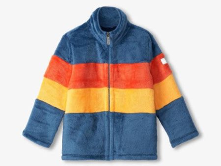 Colour Block Fuzzy Fleece Boys Zip-Up Jacket Online Hot Sale