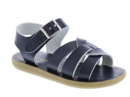 Wave Casual Kid s Sandal - Navy Leather Discount