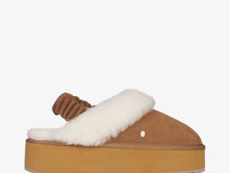 Hartz Women s Flatform Sherpa Slipper - Chestnut Fashion