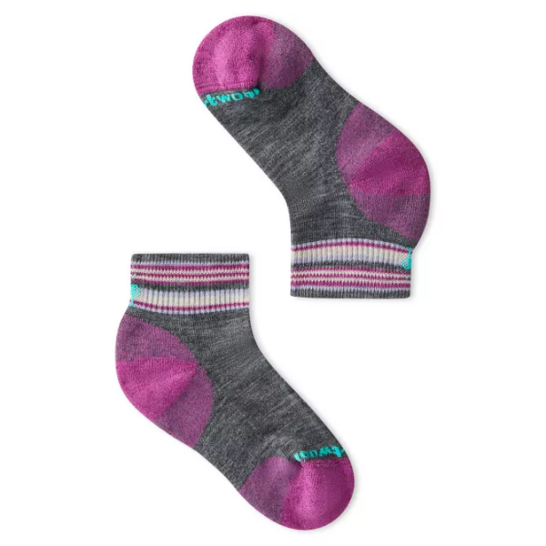 Hike Light Cushion Kids Ankle Socks - Gray Purple Supply