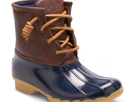 Saltwater Kid s Leather Duck Boot - Navy Brown Hot on Sale