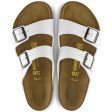 Arizona Adult Birko Flor Sandal - White with Pewter Buckles For Discount