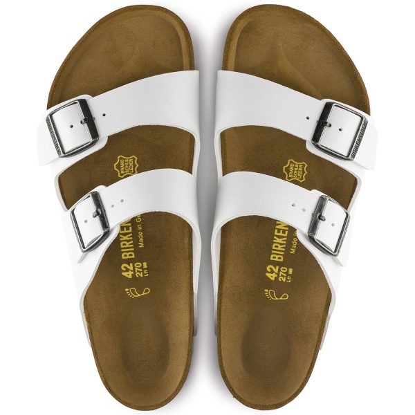 Arizona Adult Birko Flor Sandal - White with Pewter Buckles For Discount