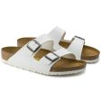 Arizona Adult Birko Flor Sandal - White with Pewter Buckles For Discount