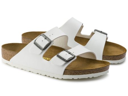 Arizona Adult Birko Flor Sandal - White with Pewter Buckles For Discount