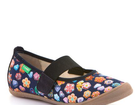 Casual Kid s Mary Jane Canvas Ballerina - Navy Print Cheap