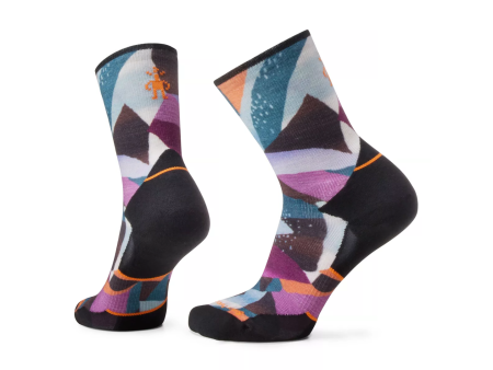 Trail Run Targeted Cushion Women s Mosaic Pieces Print Crew Socks - Black For Cheap