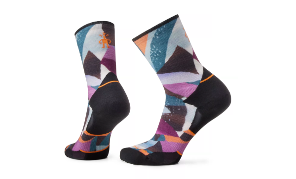 Trail Run Targeted Cushion Women s Mosaic Pieces Print Crew Socks - Black For Cheap