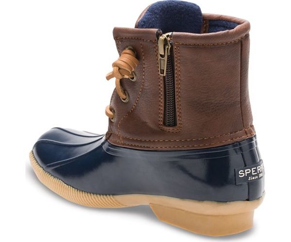 Saltwater Kid s Leather Duck Boot - Navy Brown Hot on Sale