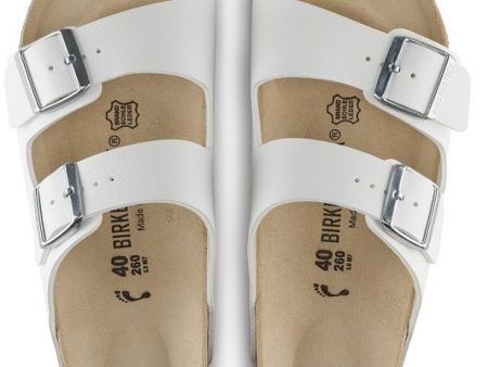 Arizona Adult Birko Flor Sandal - White with Silver Buckles Discount