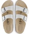 Arizona Adult Birko Flor Sandal - White with Silver Buckles Discount