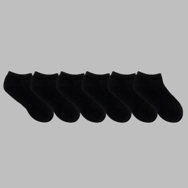 6pk No Show Kid s Athletic Socks - Black Online Sale