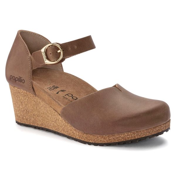 Mary Ring-Buckle Women s Wedge -  Cognac Oiled Leather For Discount