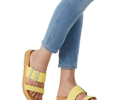 Roaming Buckle Women s Leather Slide Sandal - Sunnyside Yellow Cheap