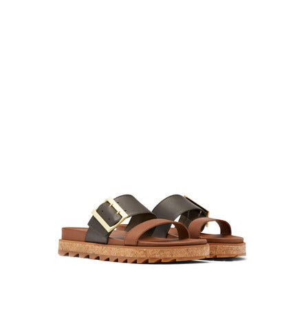 Roaming Buckle Women s Leather Slide Sandal - Velvet Tan For Discount