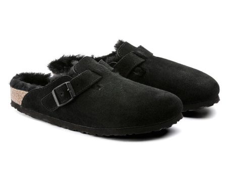 Boston Shearling Suede Leather Clog - Black Discount