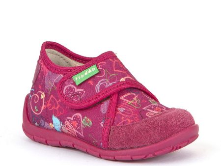 Canvas Slipper Shoe - Fuxia Hearts Hot on Sale