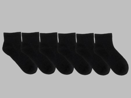 6pk Qtr Kid s Athletic Socks - Black Hot on Sale