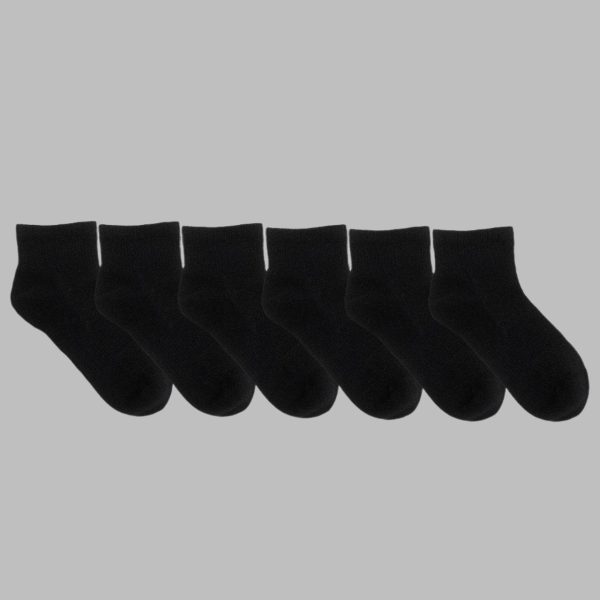 6pk Qtr Kid s Athletic Socks - Black Hot on Sale