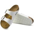 Arizona Adult Birko Flor Sandal - White with Pewter Buckles For Discount