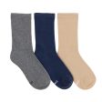 3pk Ribbed Crew Kid s Socks - Grey|Navy|Khaki Hot on Sale