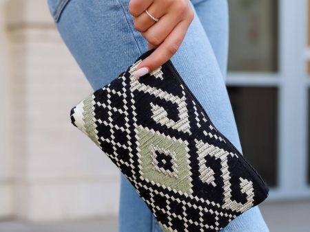 Woven Zipper Pouch - Black For Sale