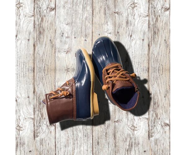 Saltwater Kid s Leather Duck Boot - Navy Brown Hot on Sale