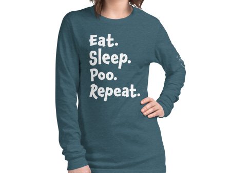 Eat Sleep Poo Repeat Long Sleeve Tee (Multiple Colors) Discount