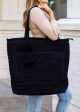 Large Woven Tote Bag - Black Discount