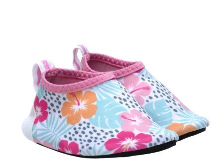 Tropical Hibiscus Aqua Shoes - White Sale