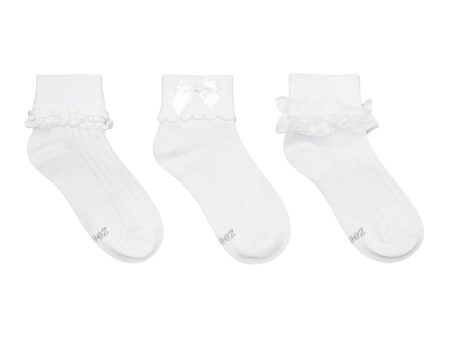 Classic Cuffed 3-Pack Socks - White For Discount