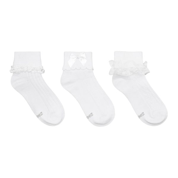 Classic Cuffed 3-Pack Socks - White For Discount