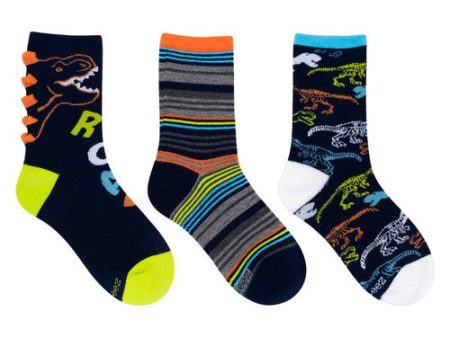 Roaring Dino 3-Pack Crew Socks on Sale